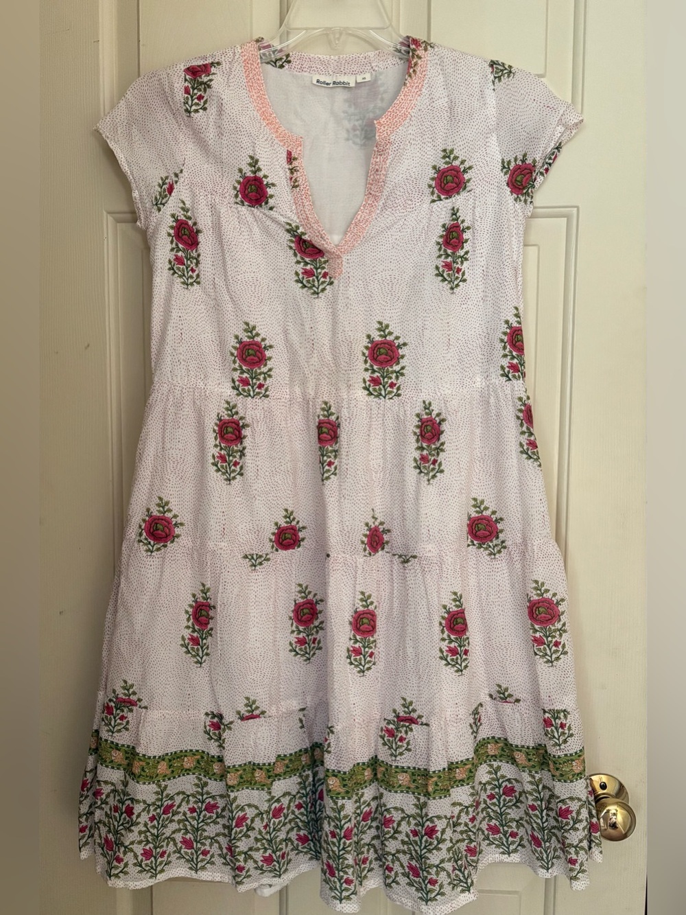 Roller Rabbit Size XS Floral Print Tiered Cotton Dress